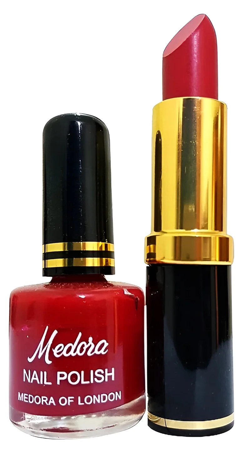 Medora 2 in 1 Lipstick &amp; Nail Polish Combo �Premium Beauty Deal with Matching Shades, Includes 1 Lipstick &amp; 1 Nail Polish (Shade Red, Maroon)