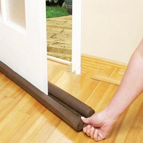 Two-Sided Door Draft Stopper (Pack of 4) Weather Stripping Window Breeze Blocker Adjustable Door Sweeps, Dark Brown (38 inches)