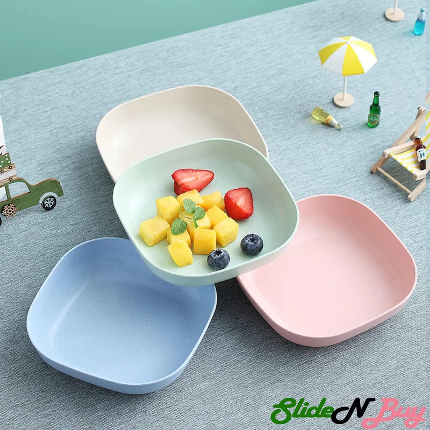 Pack of 2 |10pcs Multi-function Spit Bone Plate Set + 2 In 1 Dumpling Maker | Best Samosa Maker &amp; Household Food Grade Plastic Elliptical Plate For Kitchen (random Color)
