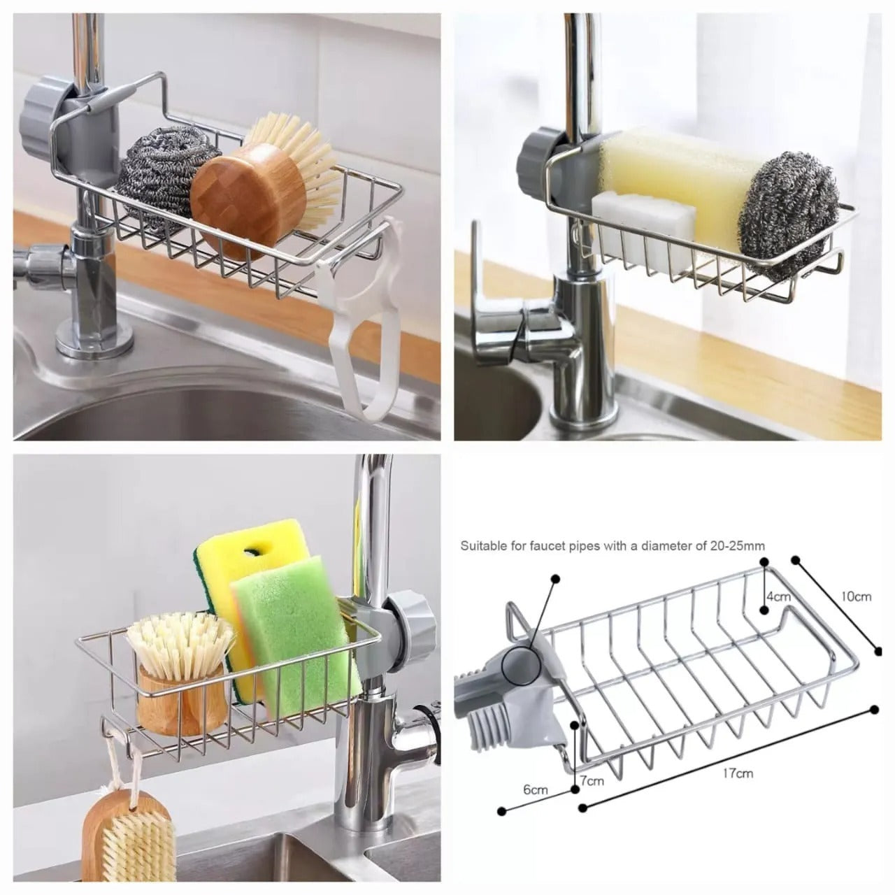 Stainless Steel Adjusting Multifunctional Kitchen Faucet Sponge Holder Durable And Convenient Storage Solution For Everyday Use