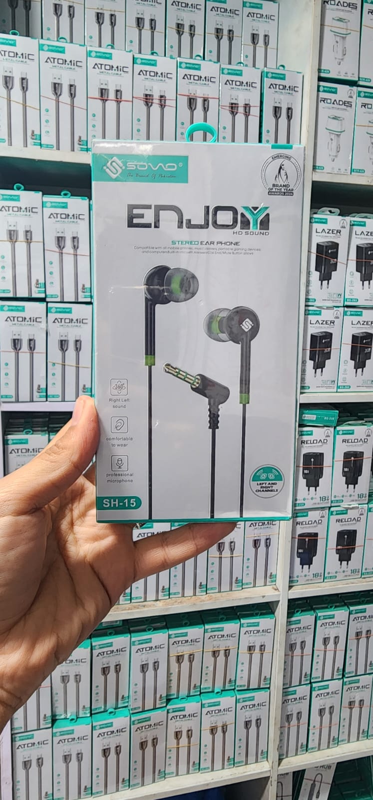 SOVO SH-15 Stereo Earphone Handsfree �High Quality Wired Earphones with Deep Bass, Clear Sound & Comfortable Fit for Calls & Music