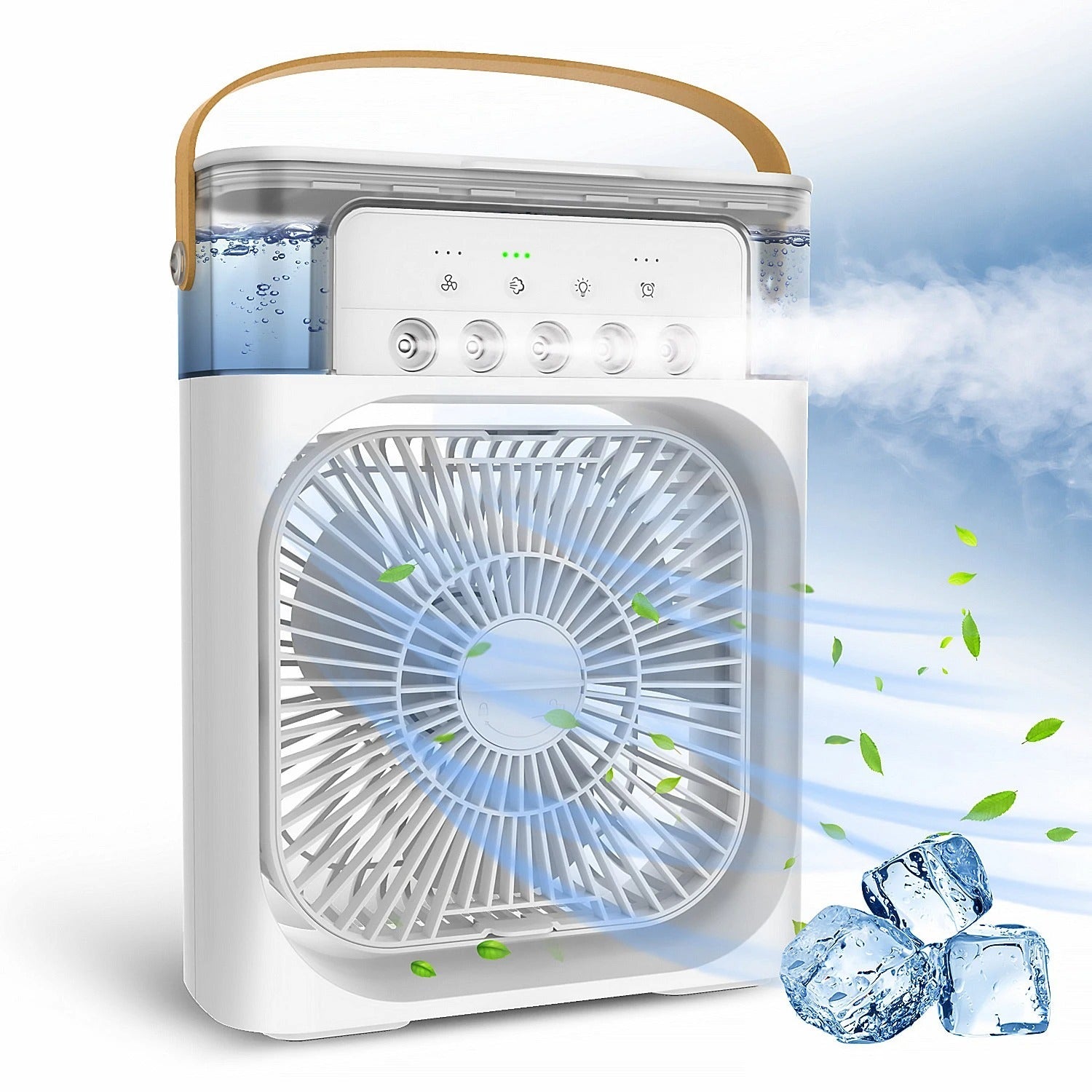 Mist Fan | Portable Cooling Fan - 11inch | USB Electric Fan With LED Night Light, Fine Mist Water, And Humidifier Function | Led Night Light Water Mist (Random Color)