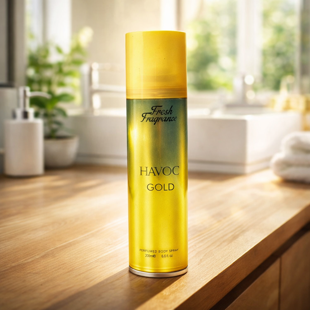 Havoc Gold Fresh Fragrance Perfumed Body Spray �Long-Lasting Premium Scent for Men, 200ml