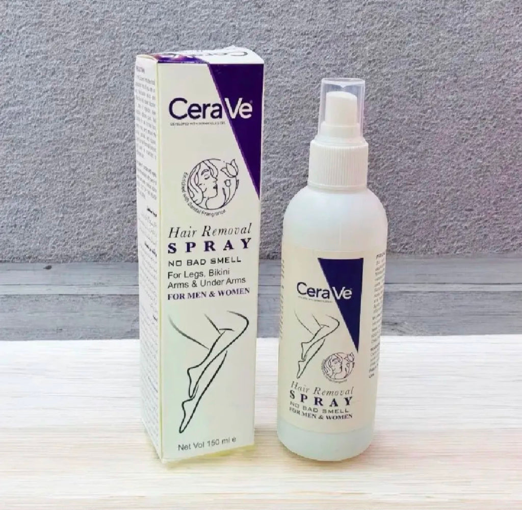 Blue CeraVe Hair Removal Spray - Gentle Body Hair Eliminator Smooth Skin Depilatory Formula Easy Spray Skincare Product For Men And Women - 150ML