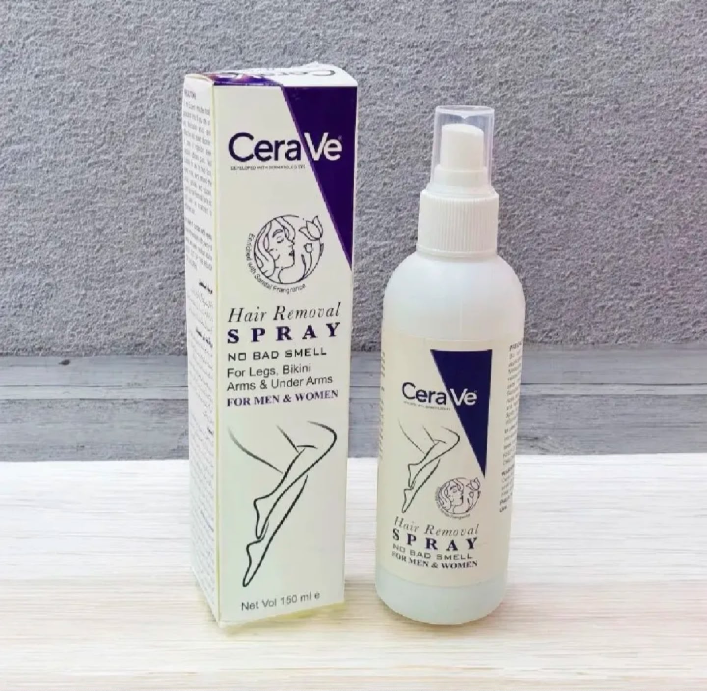 Blue CeraVe Hair Removal Spray - Gentle Body Hair Eliminator Smooth Skin Depilatory Formula Easy Spray Skincare Product For Men And Women - 150ML