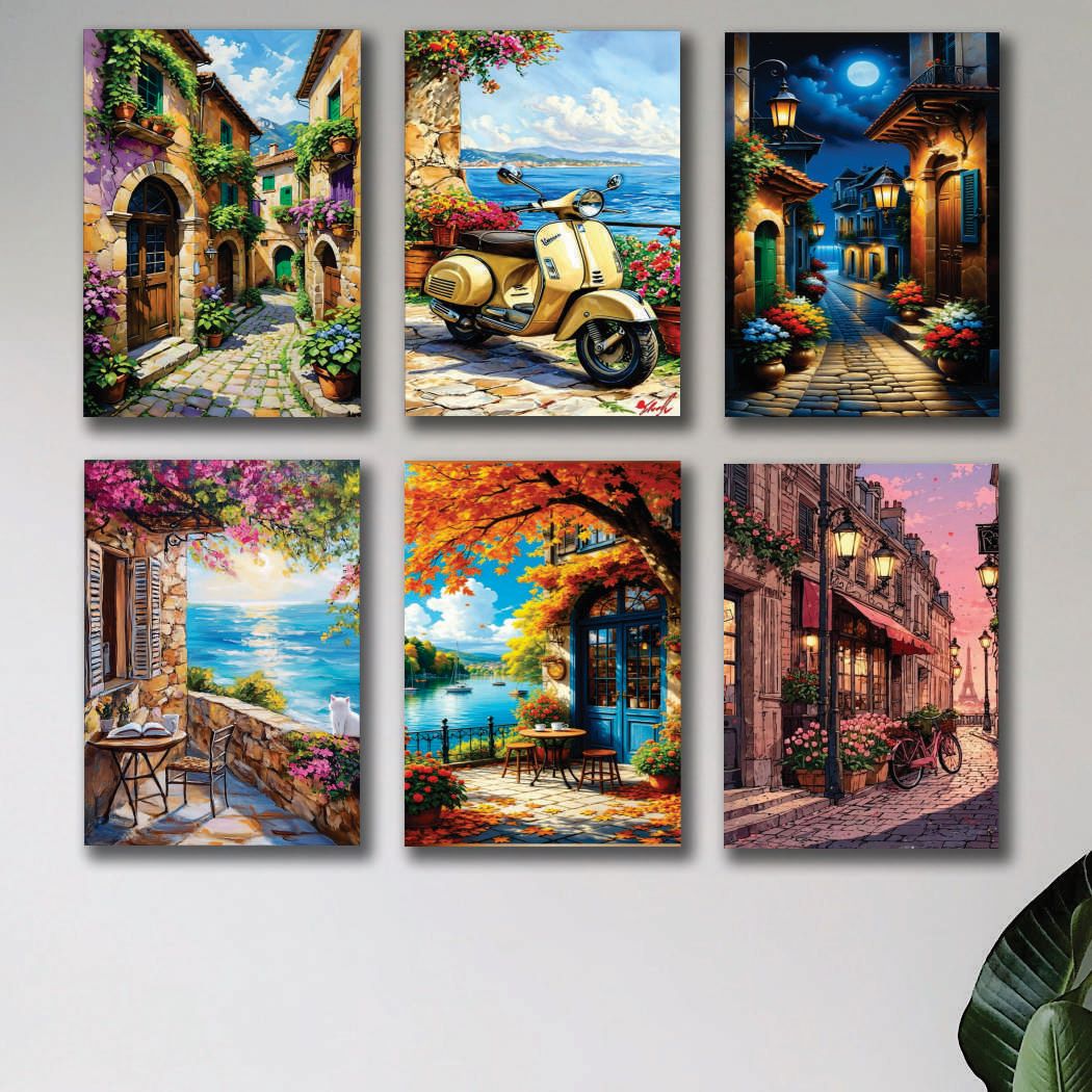 Set of 6 Premium Wall Art Photo Tiles �Modern Home Decor Sets 8x11