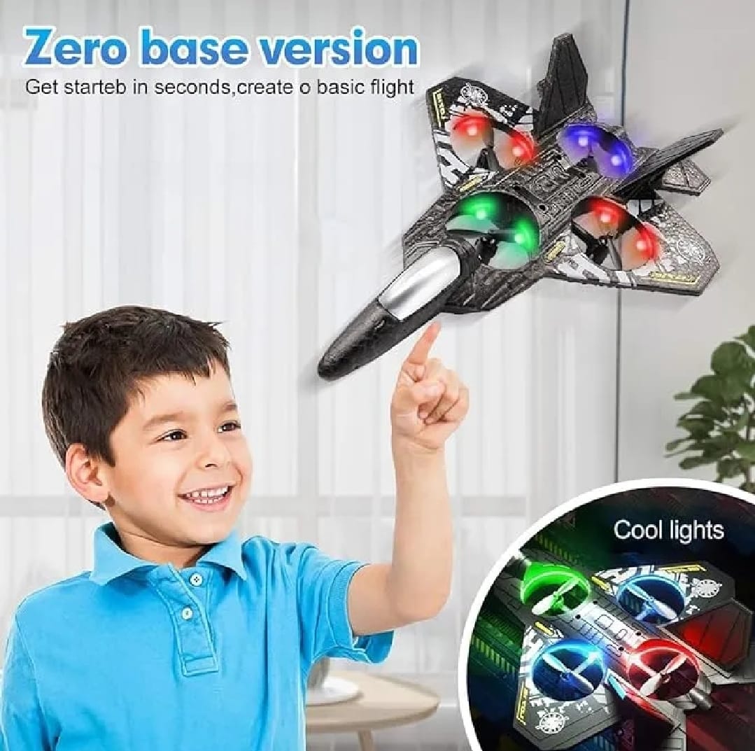 Premium RC Fighter Jet Plane �2.4G Remote Control Foam Airplane Toy with Lights | High-Speed Glider | Helicopter Style Stunt Aircraft for Kids & Adults
