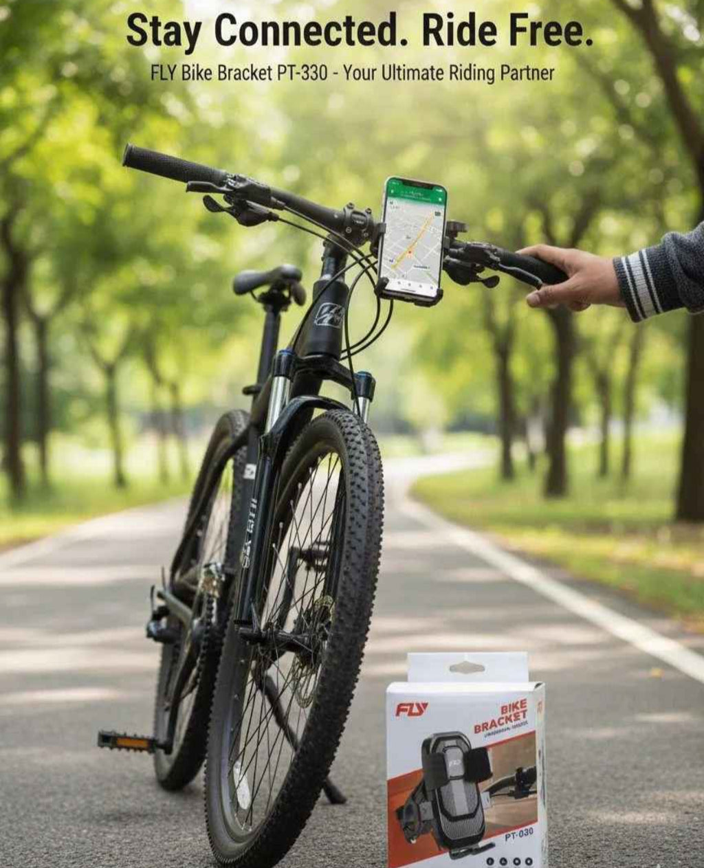 FLY PT-030 Universal Bike Phone Holder Secure Stable Hands Free Riding With 360 Degree Adjustable Viewing
