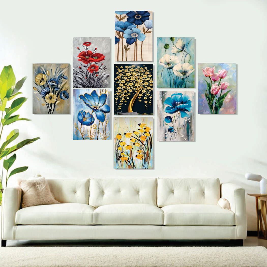 Set of 9 Premium Wall Art Photo Tiles �Modern Home Decor Sets 8x11