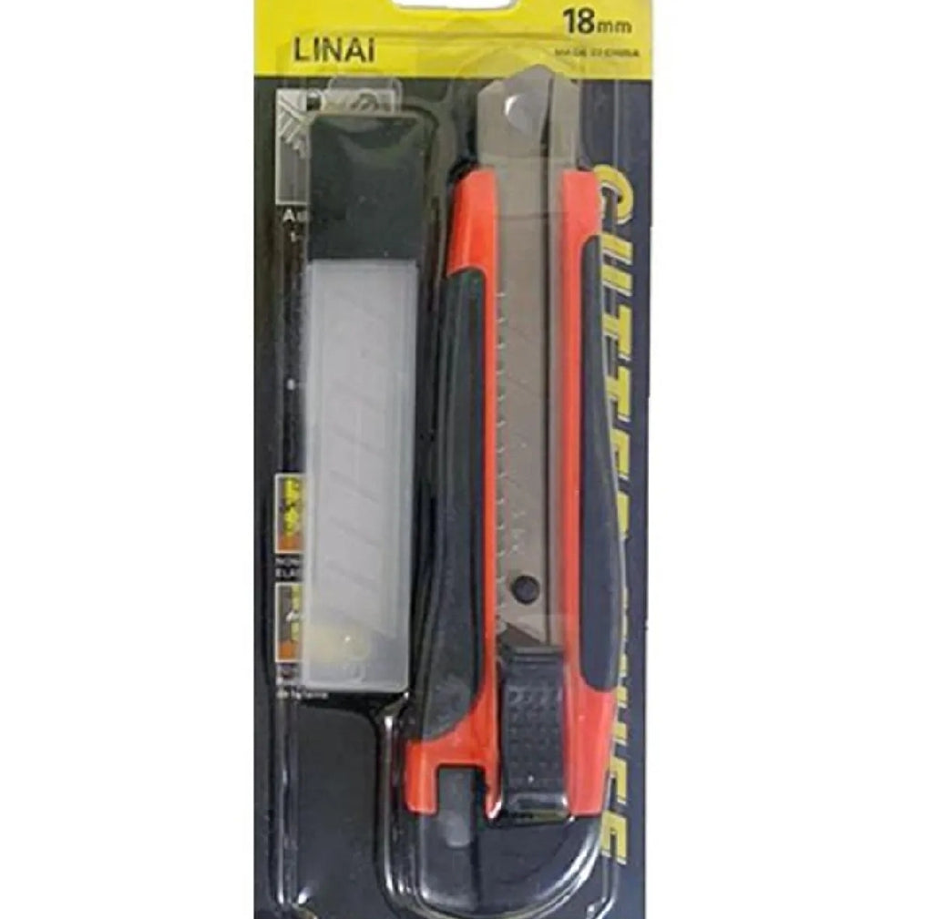 All Purpose Cutter Knife With 5 Extra Blades Paper Plastic And Wood Cutting Tool 18mm Steel Blade Rubber Grip