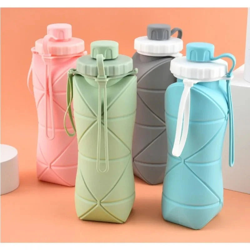 Silicone Folding Bottle | 600ML Silicon Foldable Bottle | Smart Travel Bottle Collapsible Design (Random Color)