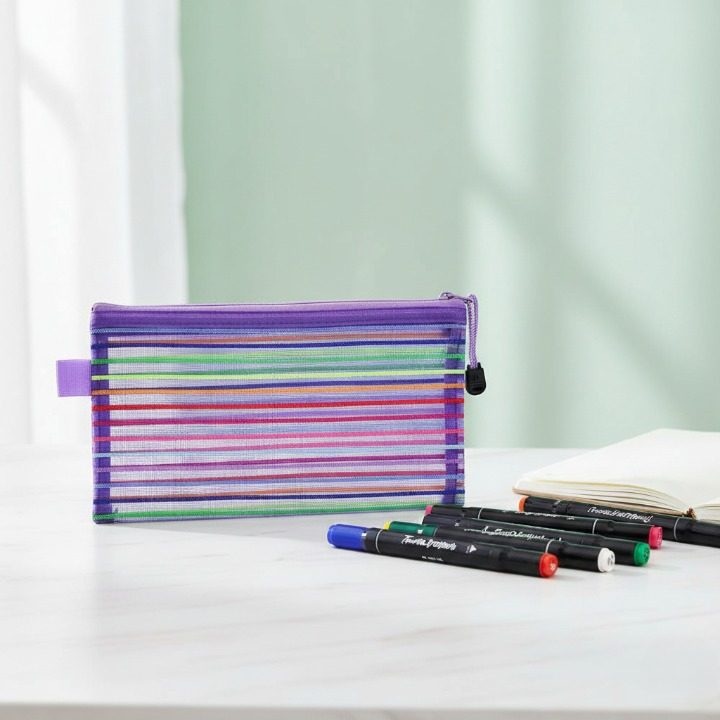 Transparent Geometry Box 1 Piece Geometry Box Pencil Pouch With Zipper Closure For School And Office Use (Random Color)