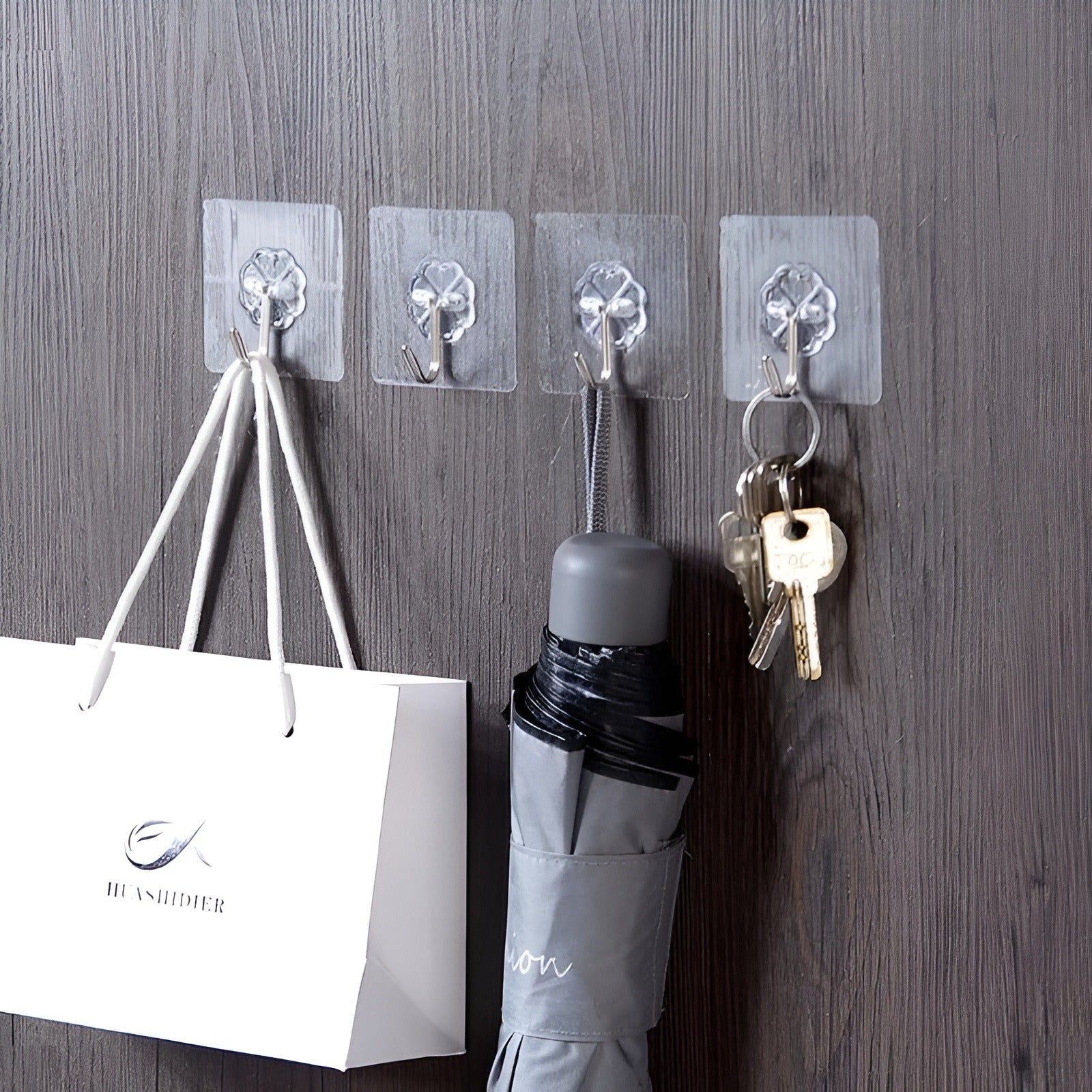 Transparent Self-Adhesive Wall Hooks �Strong Hold, No Drill, Damage-Free Hanging (Pack of 10)