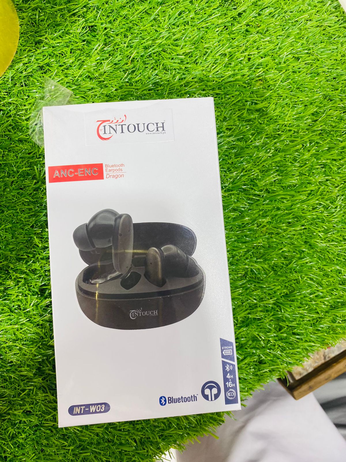 InTouch INT-W03 Wireless Bluetooth Earbuds �ANC + ENC, Long Battery Life, High-Quality Sound, Perfect for PUBG Gaming