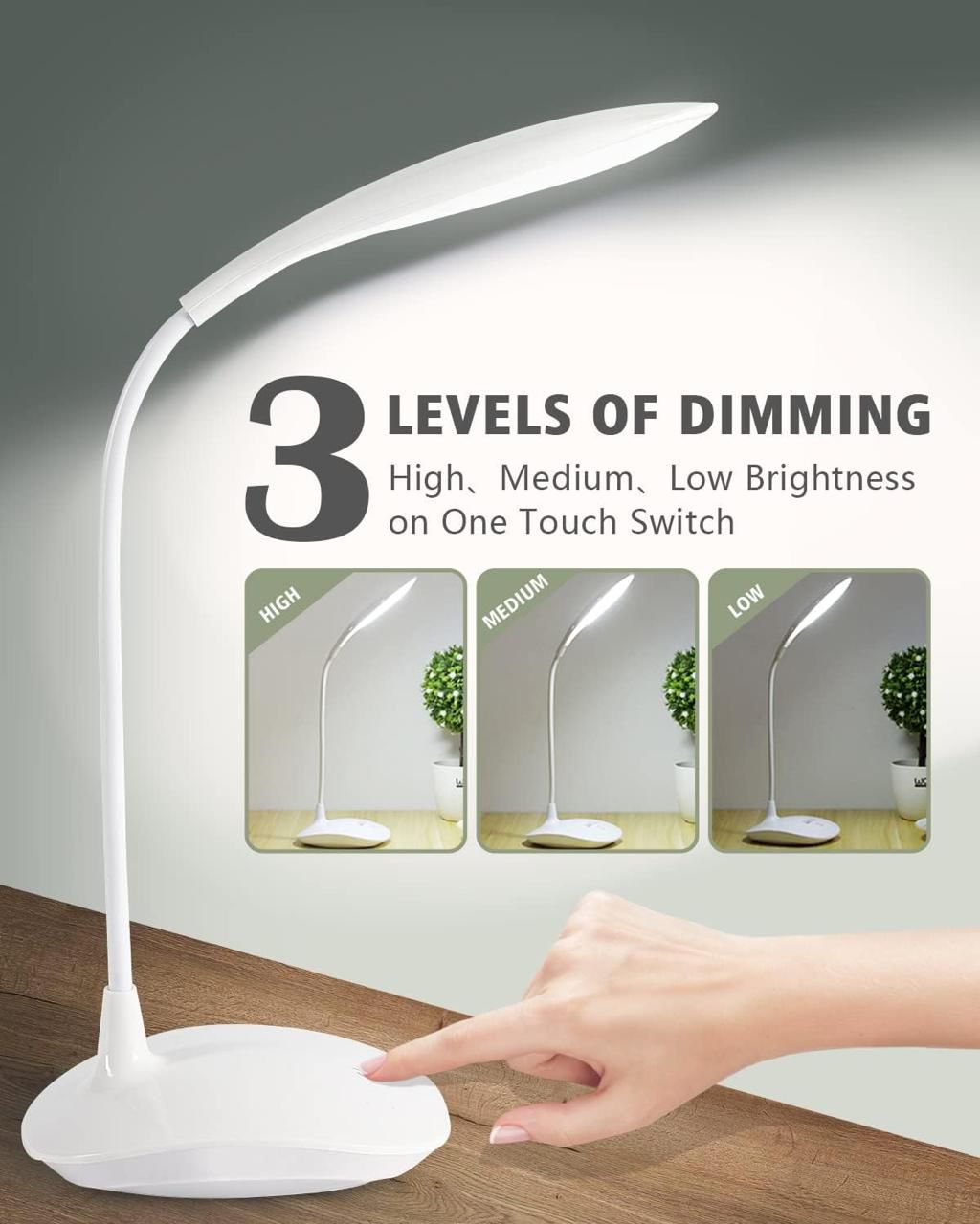 3 Levels Dimming LED Desk Lamp �Smart Touch Control Flexible Eye-Protection Study Light