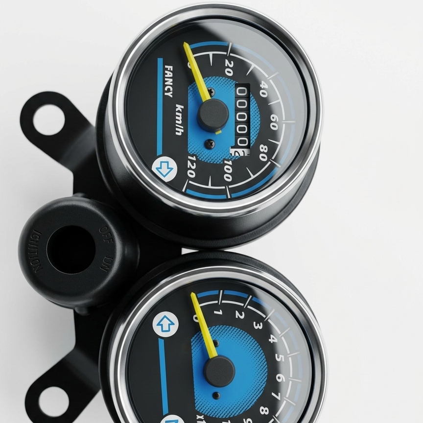 Double Round Fancy Meter Speedometer RPM for Honda 125 Motorcycle �Dual Analog Speed & RPM Gauge (Without Switch)