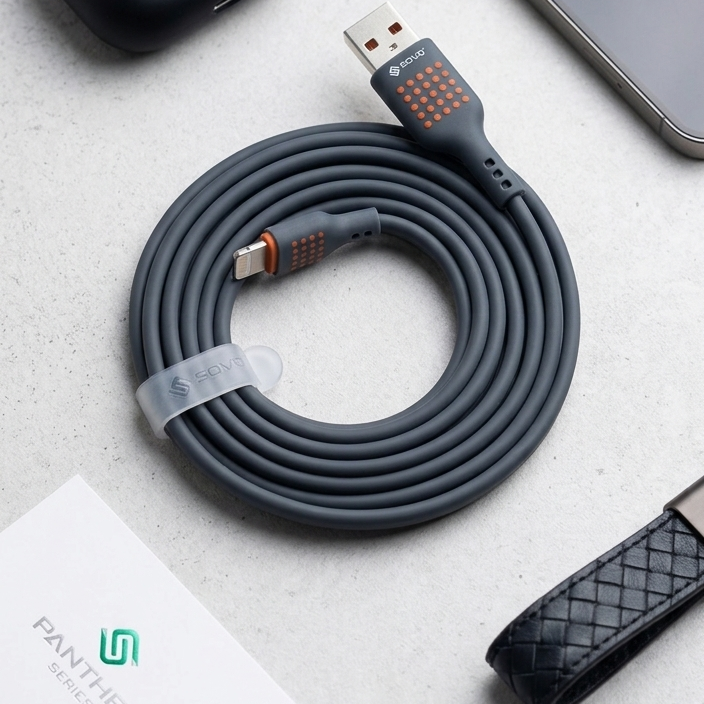 SOVO SC-009 Panther Series iPhone Data Cable �Super Fast Charging & Durable Silica Gel Build