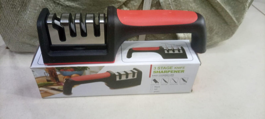 3-In-1 Diamond Coated Knife Sharpener Set with Ceramic Peeler �3-Stage Kitchen Helper for Fruit & Meat Knives