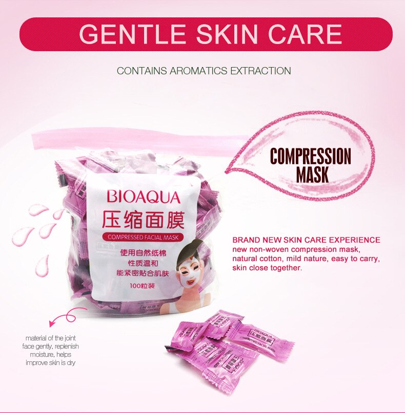 Pack of 50 BIOAQUA Compressed Facial Tablet Face Sheet | 50 Pcs Facial Tablets | Best Quality facial tablets