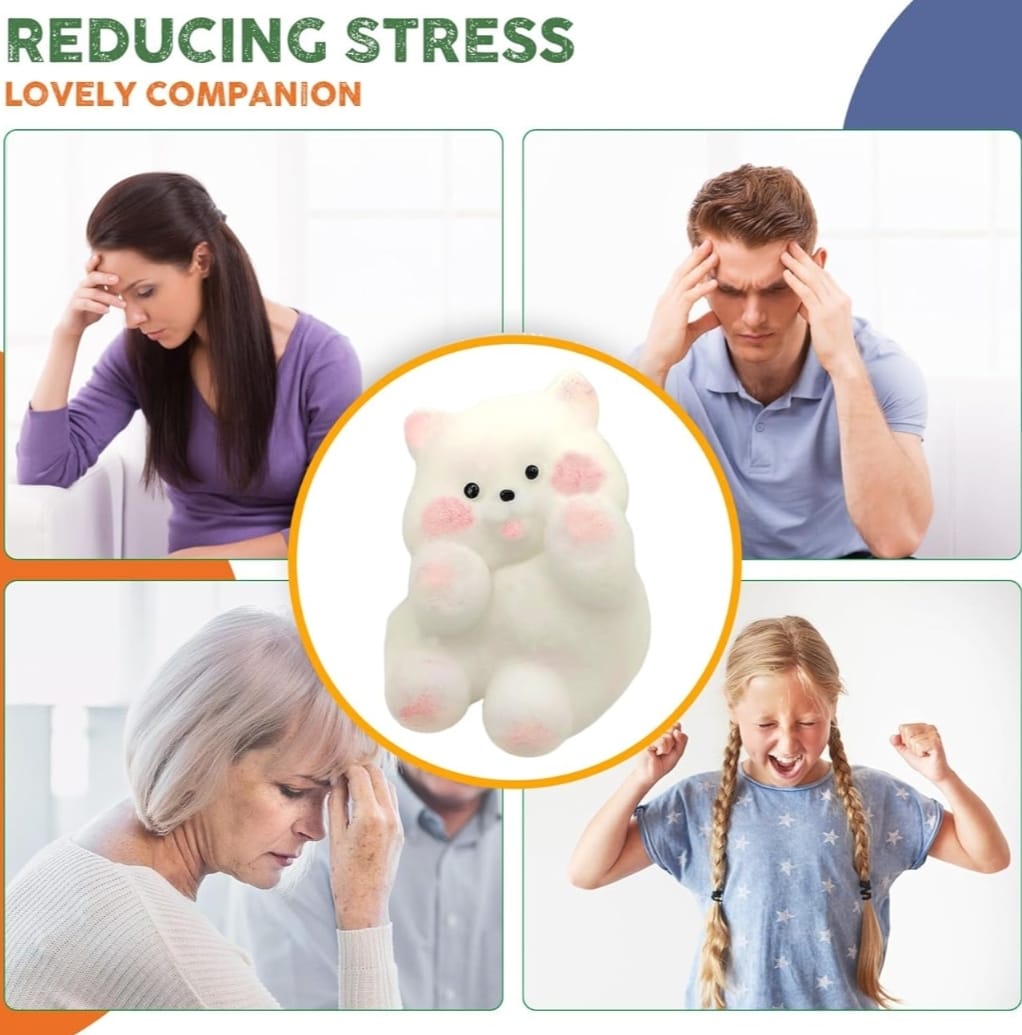 Squishy Stress Relief Funny Novelty Cute Animals Stress Relieving Fidget for Boys Girls Birthday Party Gifts Anxiety&Relaxation for Kids Teenage (White)