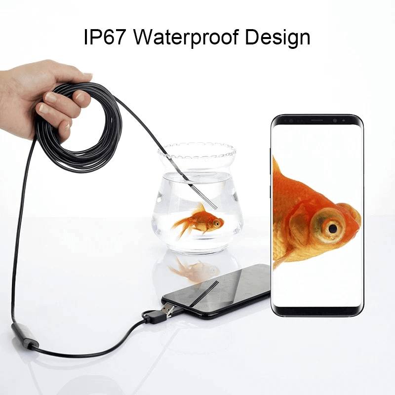 3 In 1 Type C / Micro USB / PC Endoscope Camera 3.5m With HD Lens, Adjustable LED Lights & IP67 Waterproof Design