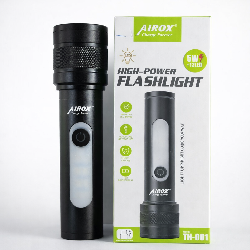 Airox 5 In 1 Rechargeable Flash Light �Type-C Charging | Black