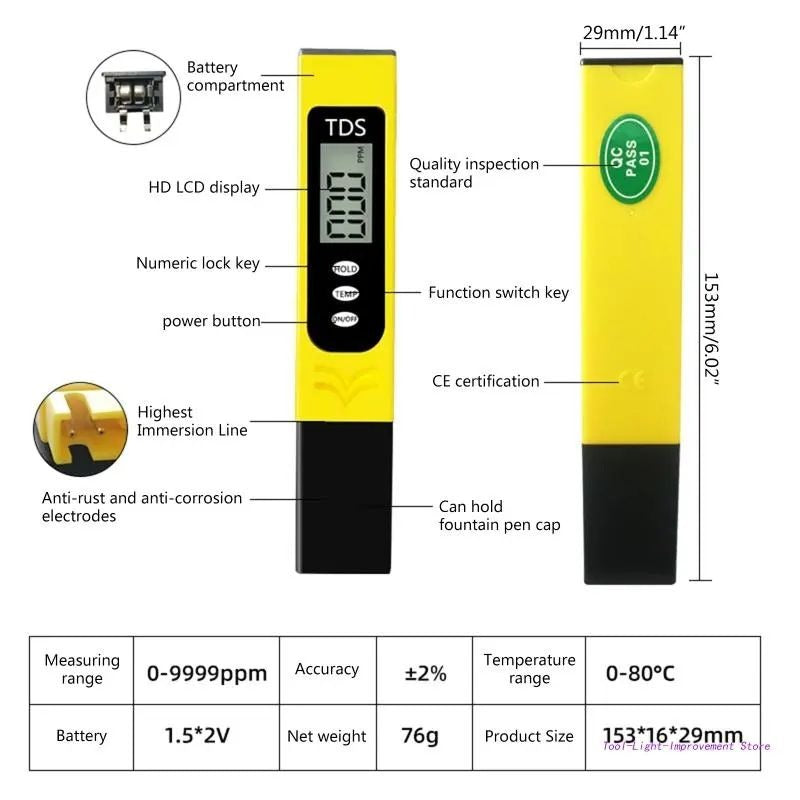 Digital TDS Water Testing Pen �High-Accuracy Portable TDS Meter for Drinking Water, RO Systems, Aquariums & Hydroponics | Total Dissolved Solids Tester