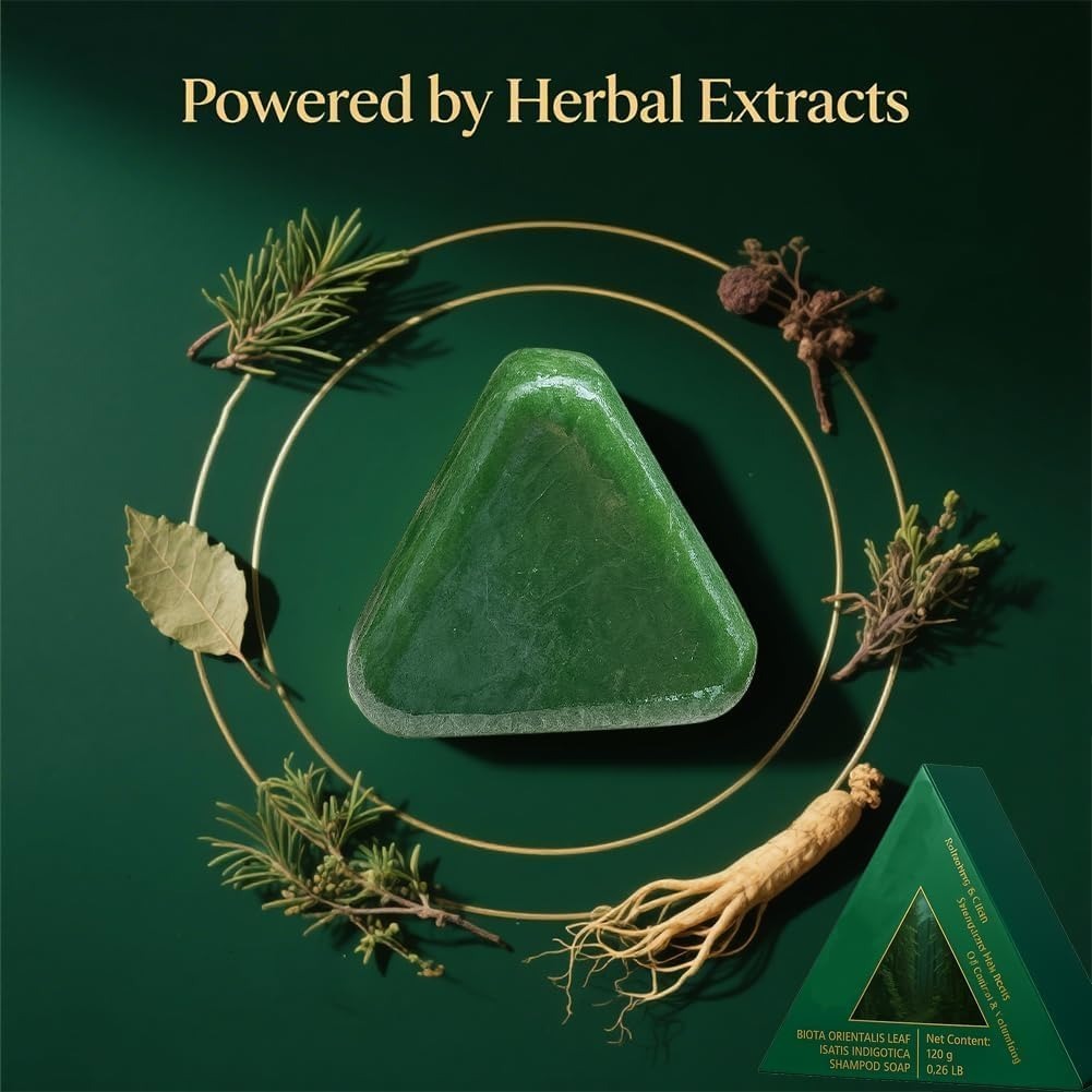 Nature Seven Green Herbal Shampoo Bar: Premium Cacumen Biotae & Isatis Indigotica Solid Formula for Scalp Health and Hair Revitalization