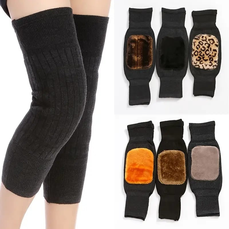 ( Pair ) Unisex Women Men? Cashmere Wool Knee Brace Pads | Winter Warm Thermal Knee Warmers Velvet Knee Protector (random color)