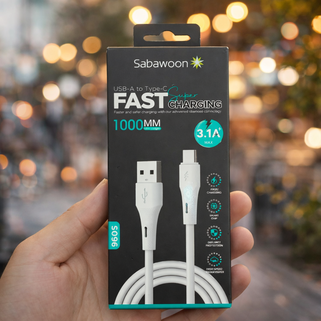Sabawoon Super Fast Data Cable 1000mm USB-A to Type-C Charging Cable