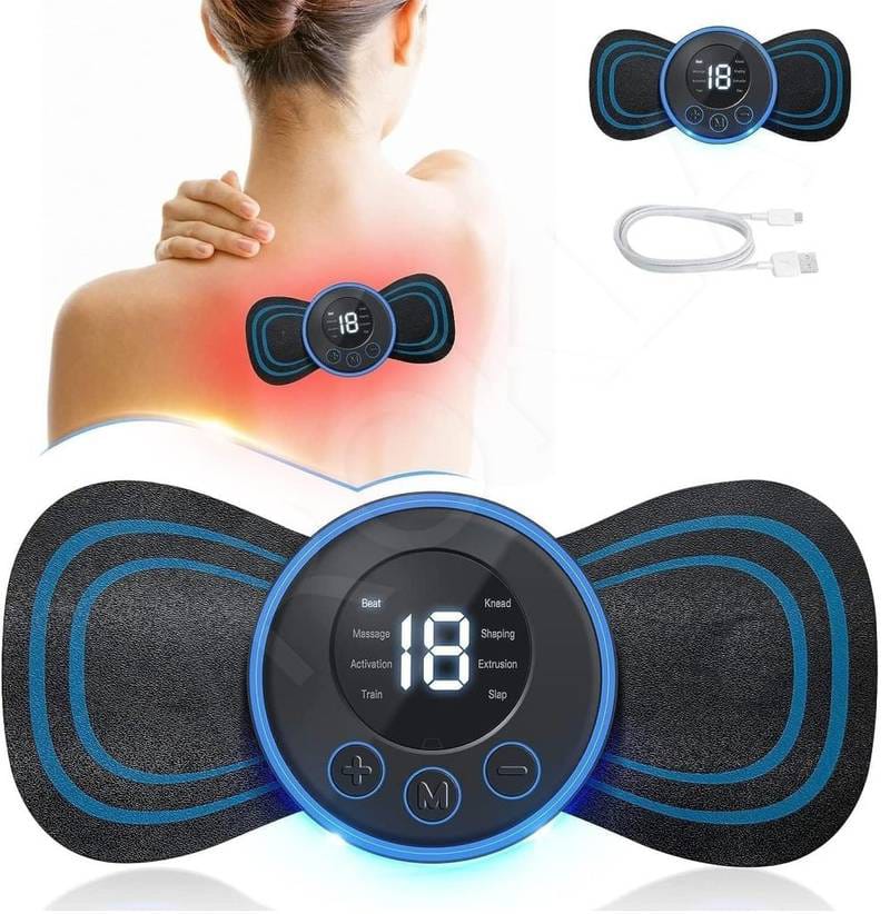 Rechargeable EMS Butterfly Massager | Electronic Muscle Stimulator | Portable Body Massage Pad | Pain Relief & Muscle Relaxation Device