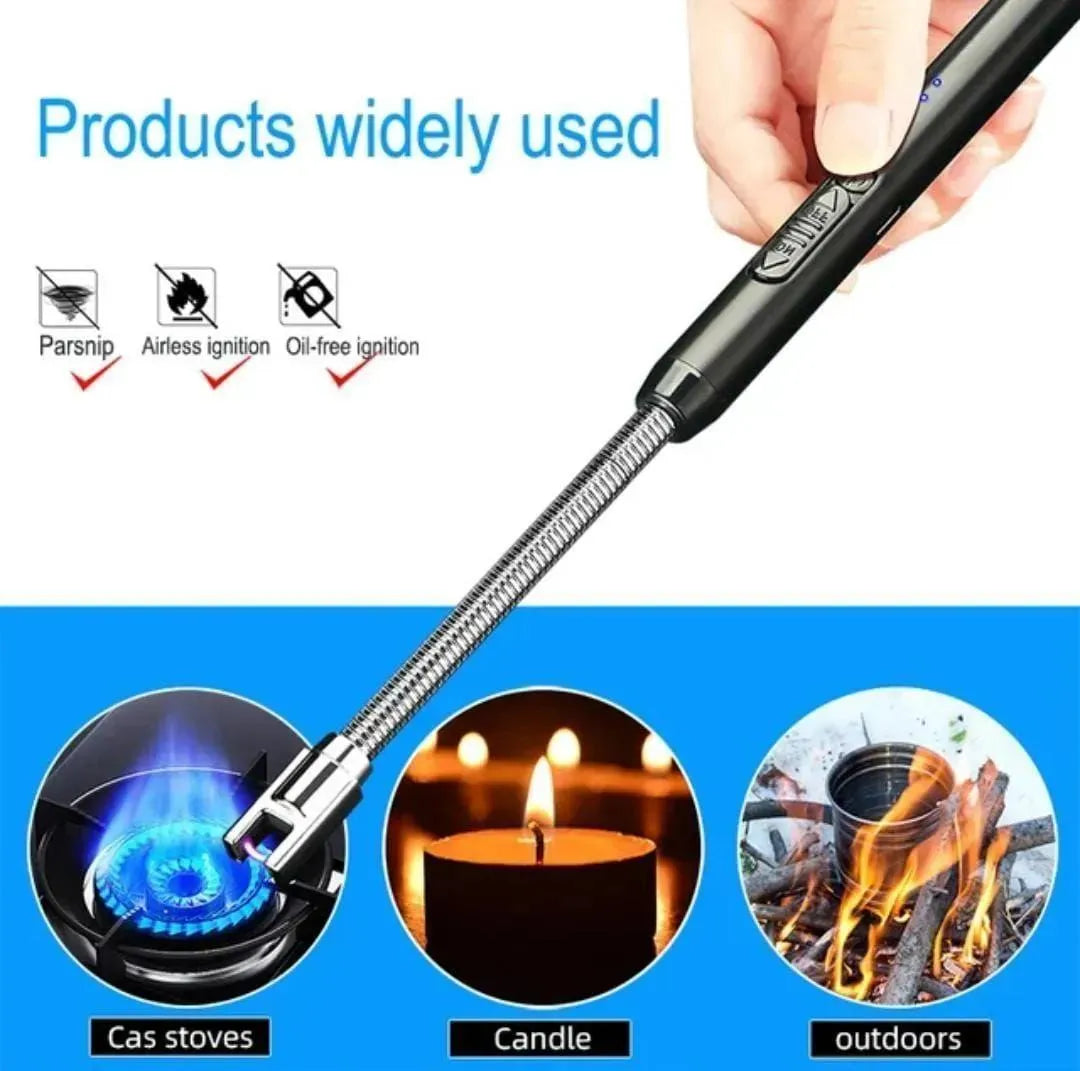 USB Rechargeable Electric Arc BBQ Lighter Windproof Flameless Plasma Lighter with 360? Flexible Neck and LED Battery Indicator for Kitchen Candles BBQ