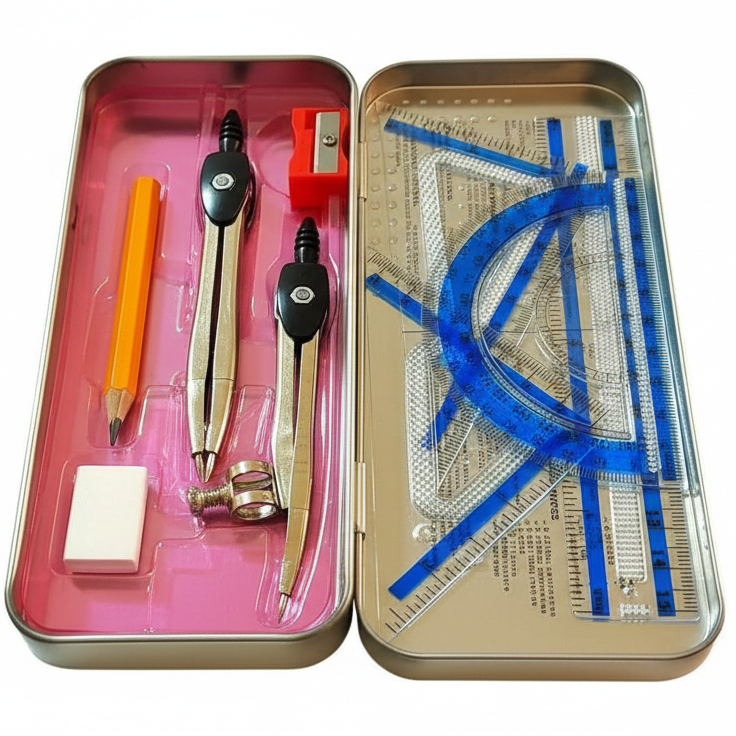 Marshal 9-Piece Mathematical Instruments Set �Complete Geometry Box for Classic & Precision Drawing