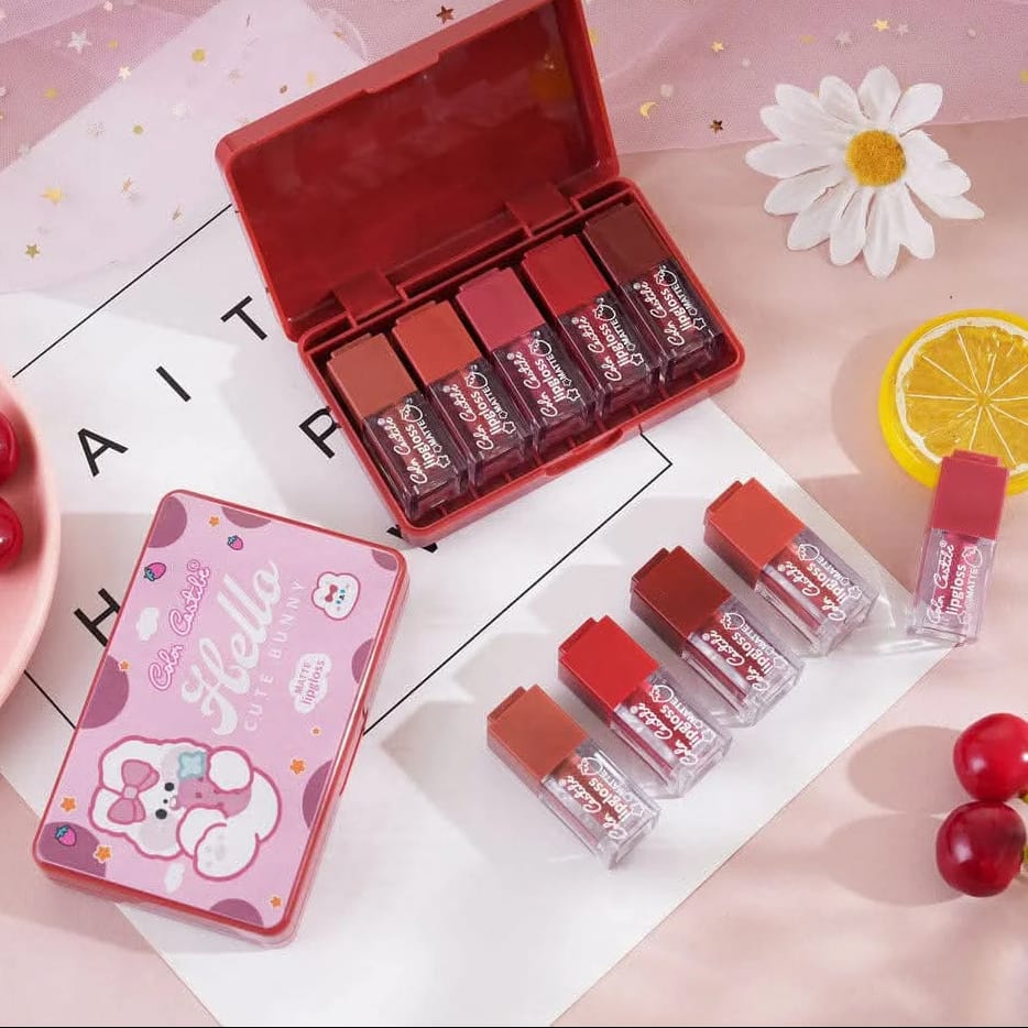Color Castle Velvet Matte Long Lasting Lip Gloss Set �Pack of 5 - Multi Color