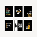 6 Pcs Motivational Wall Decor Cardboard Photo Tiles �Modern Black Quote Posters with Double Tape