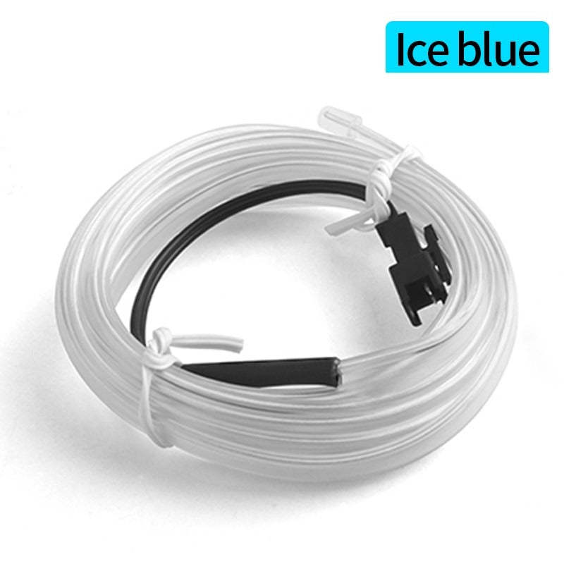 Flexible EL Wire LED Strip Car Interior Ambient Light �Ice Blue Cigarette Lighter Powered wire Strip 2 Meters