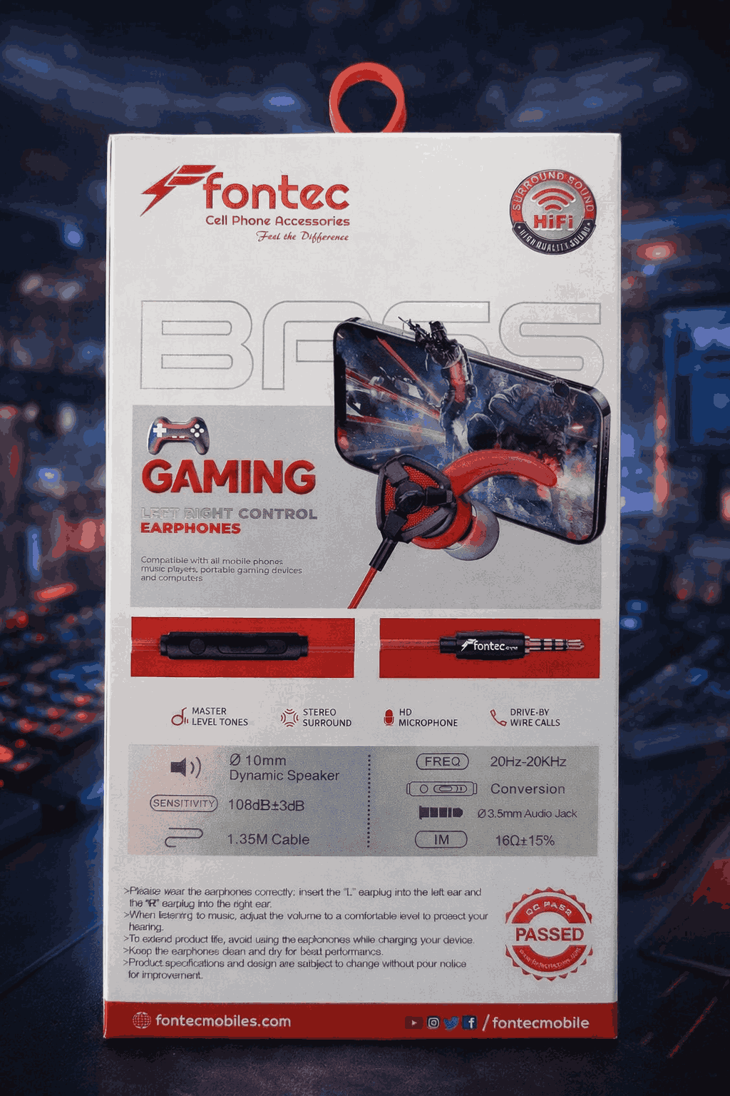 Fontec Arena Gaming Earphones with Detachable Mic �3.5mm HiFi Stereo Surround Handsfree for Mobile, PC & Console - Random Color