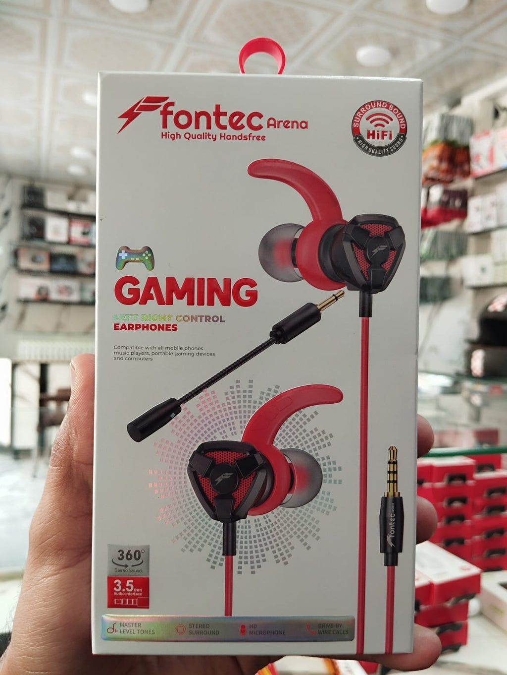 Fontec Arena Gaming Earphones with Detachable Mic �3.5mm HiFi Stereo Surround Handsfree for Mobile, PC & Console - Random Color