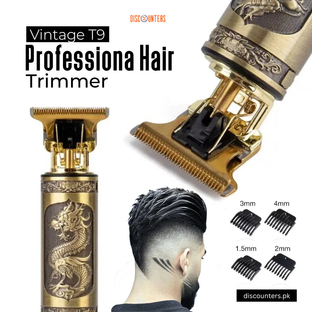 T9 Trimmer - Vintage T9 Gold Hair Trimmer -  Premium Body Dragon Shape T9 Hair Trimmer Plastic Body