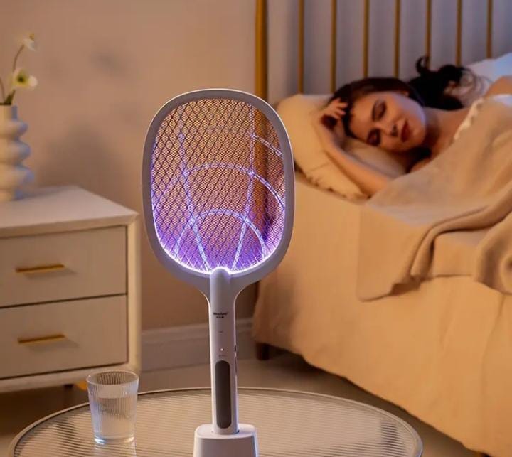 Rechargeable Mosquito Racket With Stand �Electric Insect Killer Bat For Indoor And Outdoor Use (Random Color)