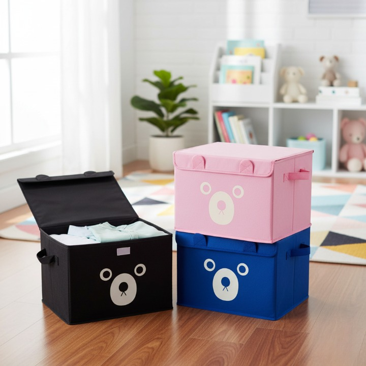 Bear Storage Box For Clothes Designed As A Storage Box Suitable For Holding Clothes (Random Colors)