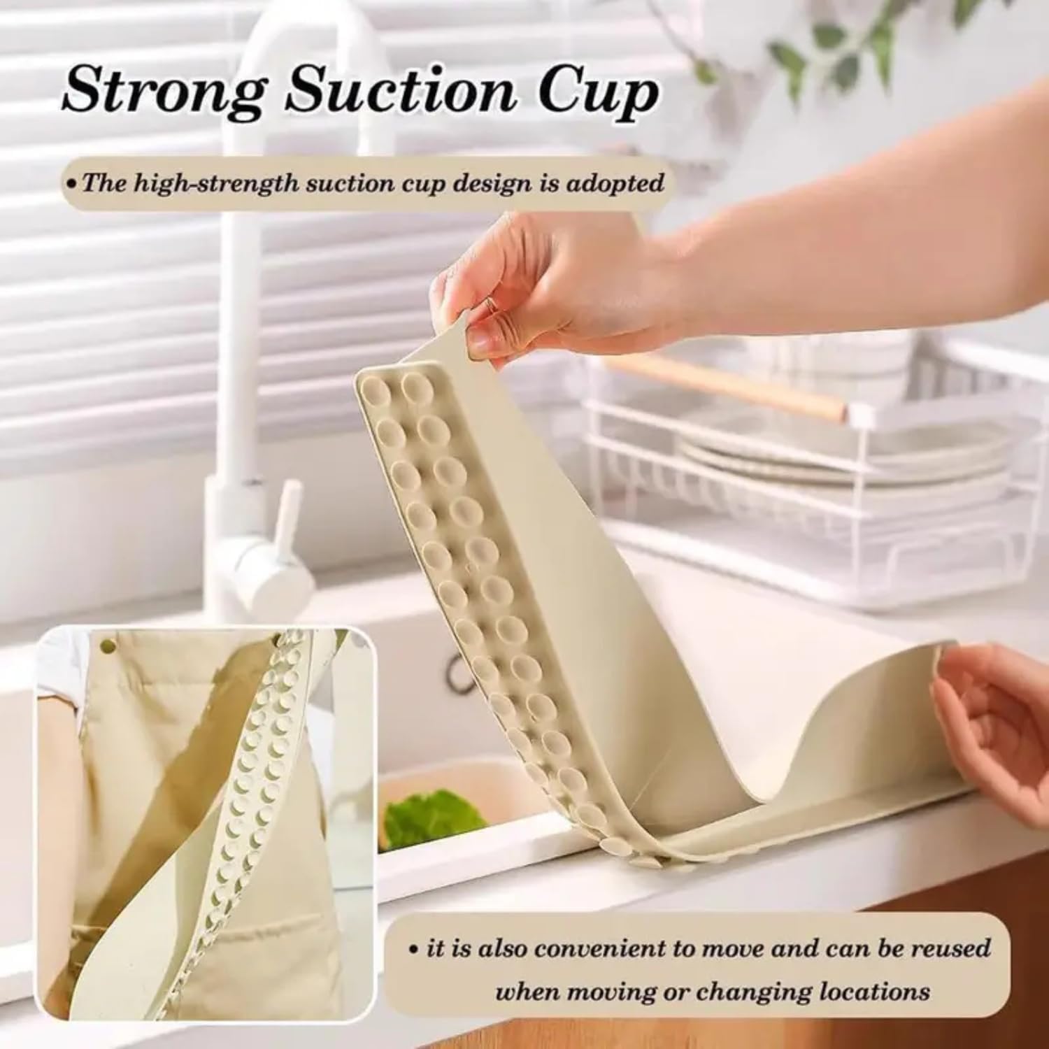 Silicon Sink Splash Guard Durable Quality Flexible Design Comfortable Use Reliable Utility (Random Color) (With Suction Cups)