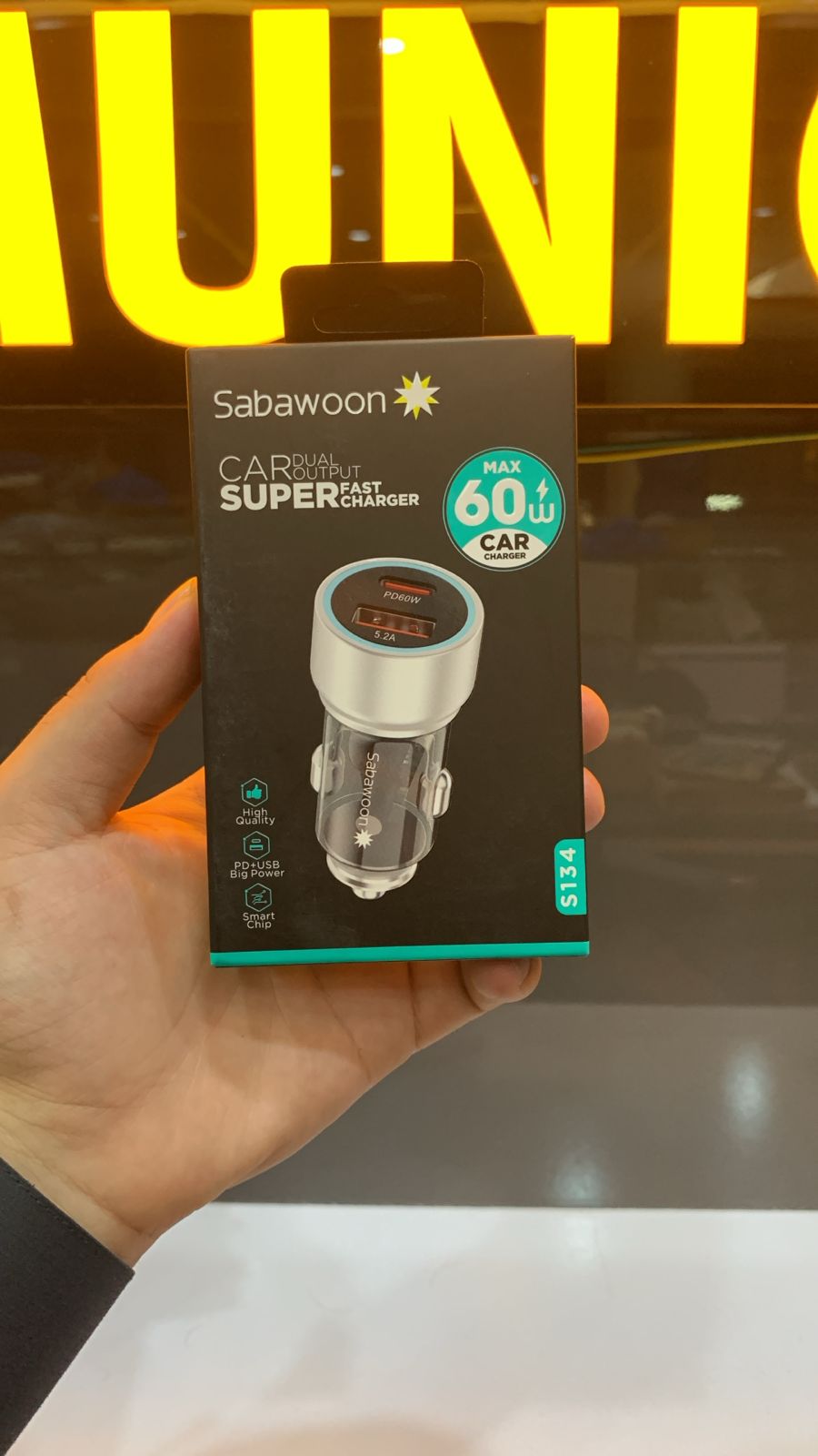 Sabawoon S134 60W Original Car Charger Adapter �PD + USB Dual Port Fast Charging for All Mobile Phones