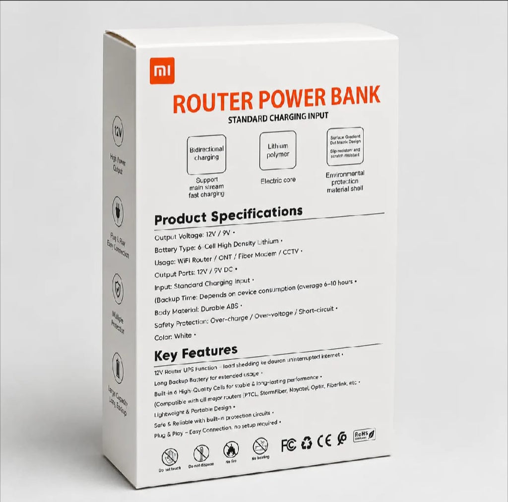Xiaomi Mi 20000Mah 12V Router Power Bank �Mini UPS Battery Backup for Wi-Fi Routers