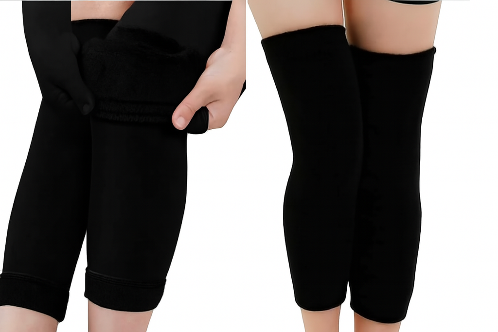 1 Pair Thermal Wool Knee Brace Sleeves �Long Warm Leg Support For Winter, Pain Relief & Joint Protection For Men And Women (Black)
