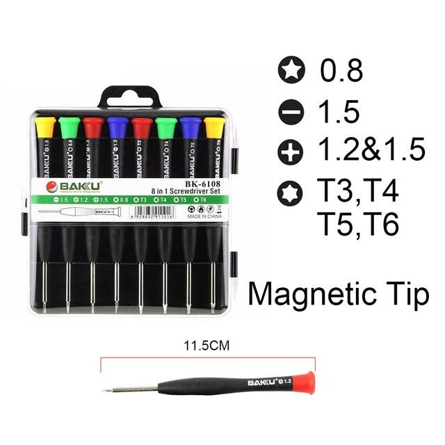 Screwdriver Set 8 in 1 SW-6308A | Mobile Repairing Kit | Torx, Star, Cross & Slotted Screwdrivers