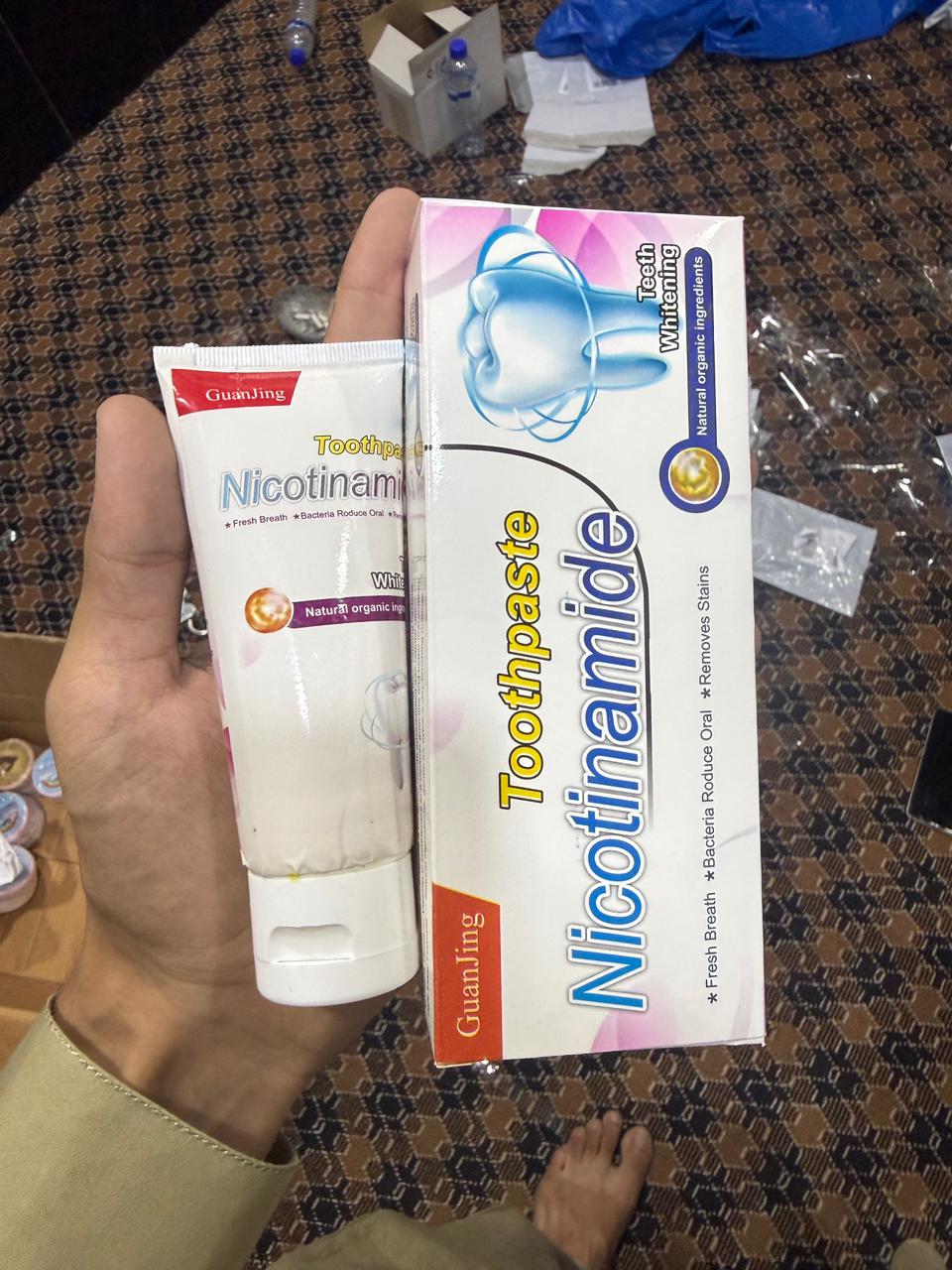 GuanJing Nicotinamide Teeth Whitening Toothpaste �Natural Organic Ingredients for Fresh Breath, Bacteria Reduction & Stain Removal - 80ml