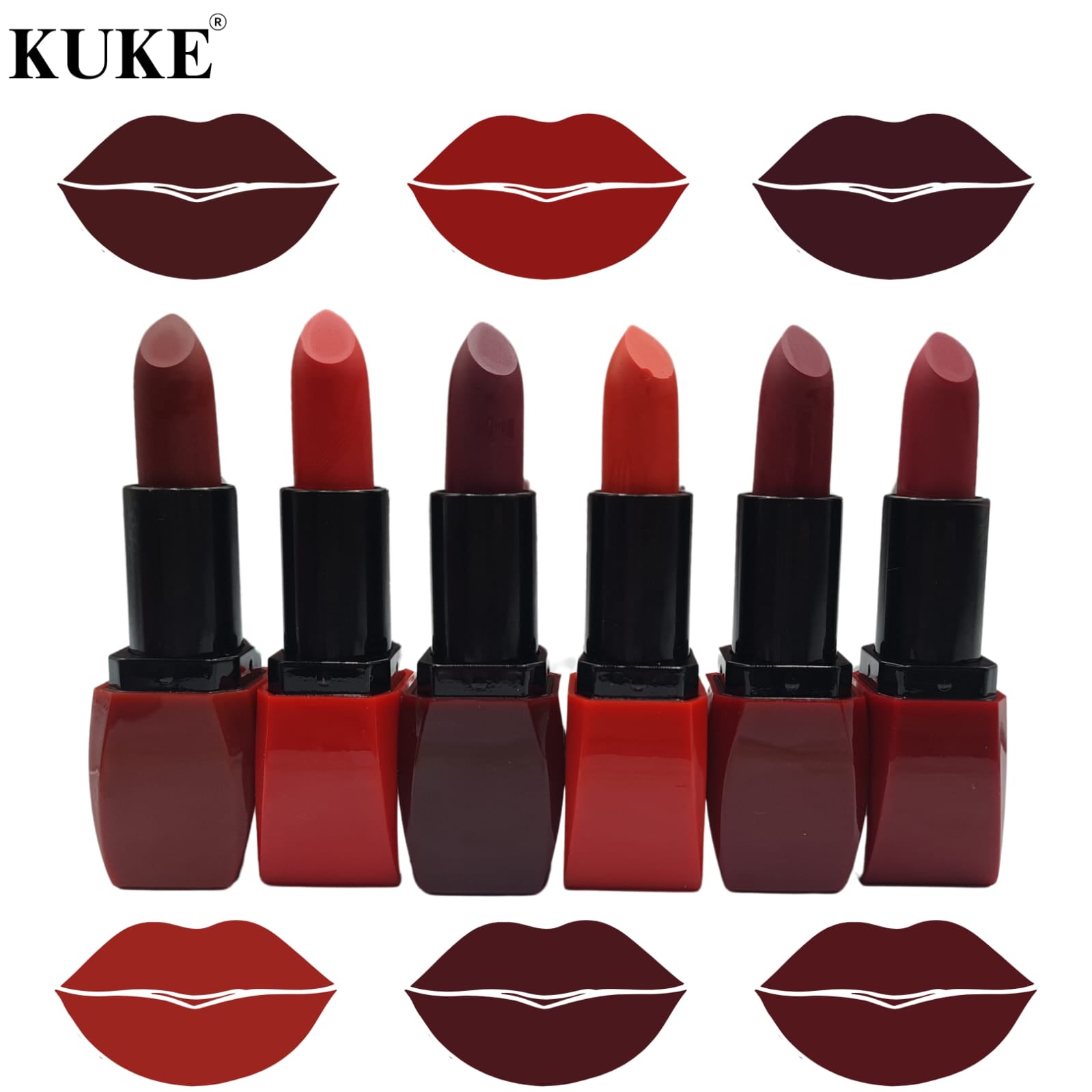 6 Pcs Matte Velvet Lipstick Set �Creamy Long Lasting Lip Color Collection | Shades of Red