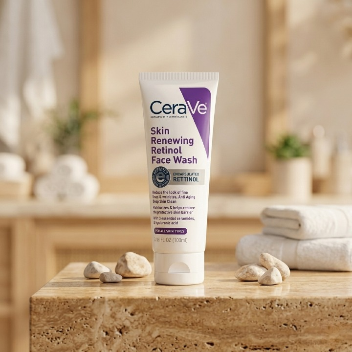Renewing Retinol Face Wash �Anti-Aging Cleanser with Ceramides & Hyaluronic Acid for All Skin Types (100ml)