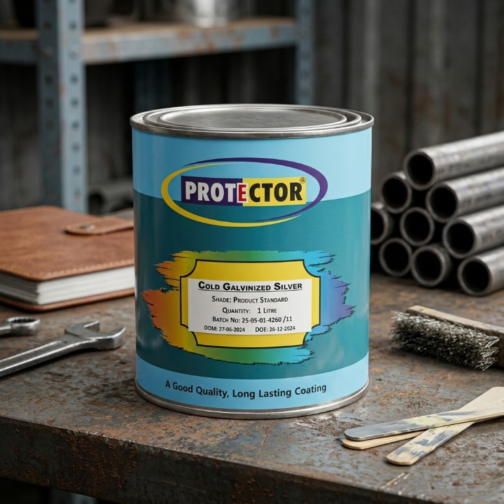 PROTECTOR  Anti Rust Zinc Coating Spray Color (Cold Galvanized Silver Paint 1 Liter)